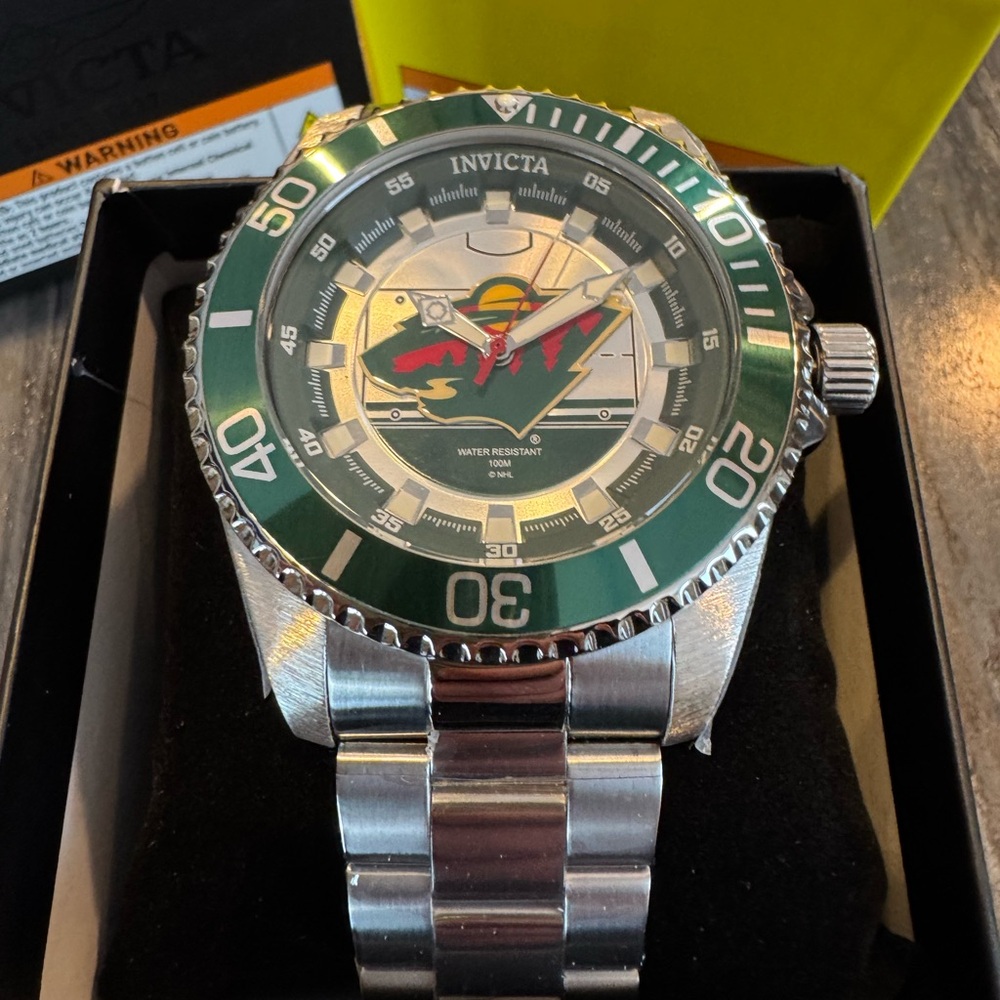 Invicta X NHL Minnesota Wild MN Mens Hockey Watch 47mm Silver/Black (42250)
